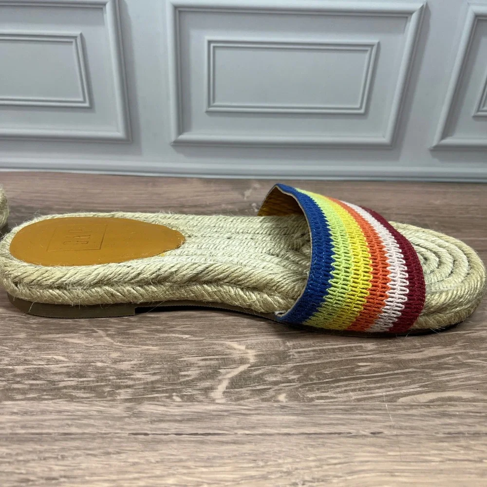 GAP Rainbow Stripe Espadrille Slides Sandals Women Comfort Anti Slip Size 8